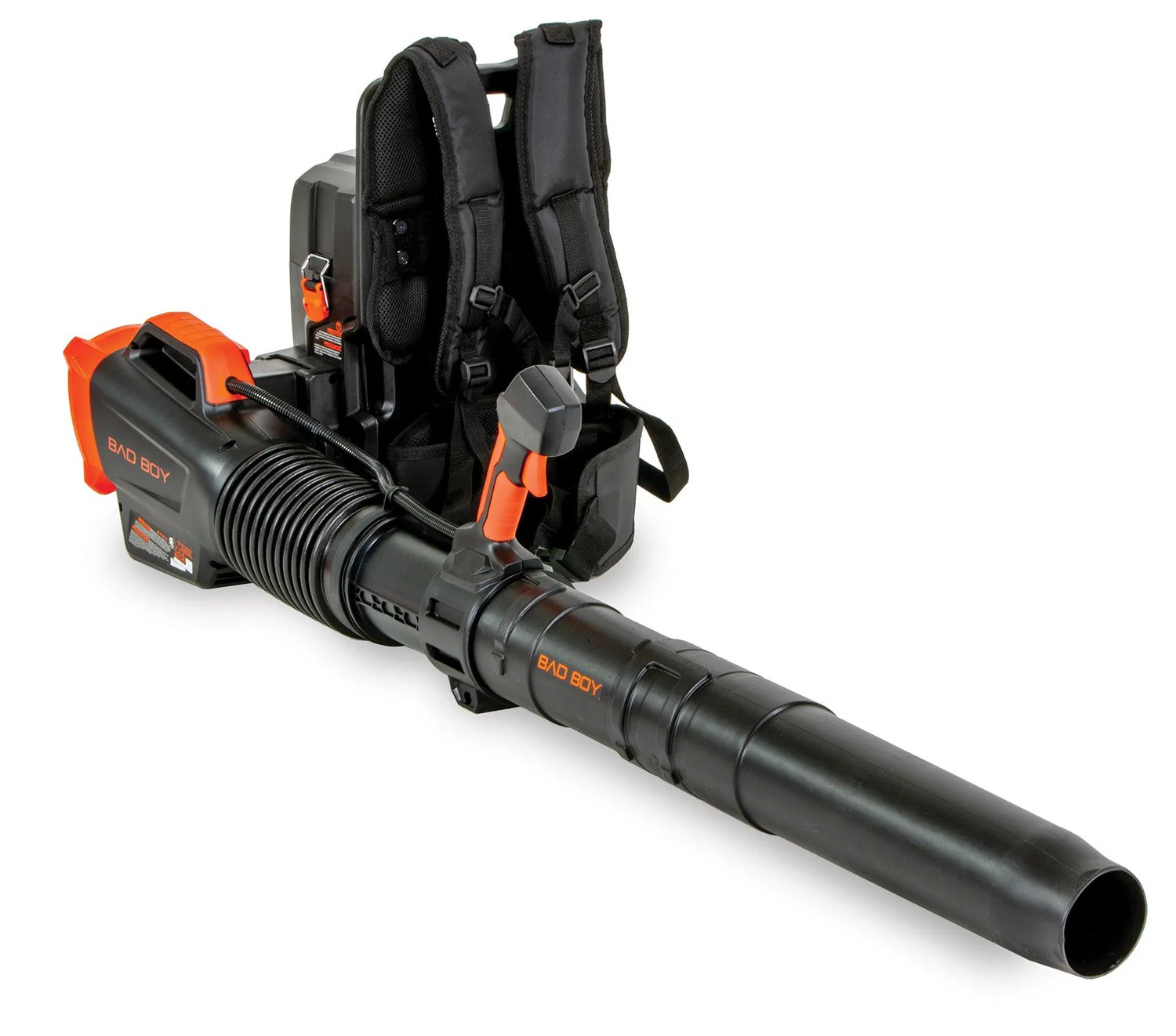 Bad Boy 80V Series backpack blower with padded straps and high-velocity nozzle